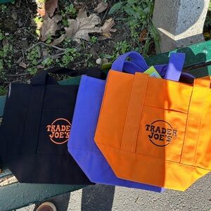 Trader Joe's Halloween Trick or Treat Canvas Mini Tote Bags Set of 3